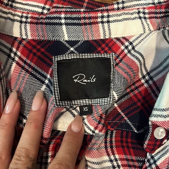 Rails Red White and Navy button down - Picture 2 of 8